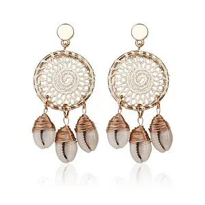Boucles D'Oreilles Coquillages Attrape Reves Blanc