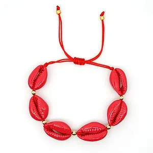 Bracelet Coquillage Cauri Rouge