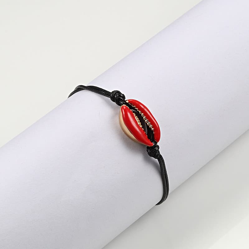 Bracelet Coquillage <br/> Cauri Rouge Codon Noir – Image 3