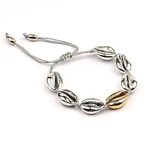 Bracelet Coquillage Cauri Duo Argenté Et Doré