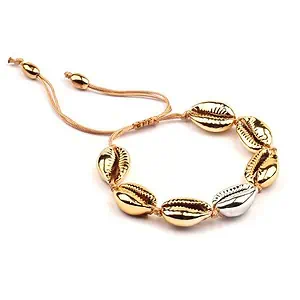 Bracelet Coquillage Cauri Duo Doré Et Argenté