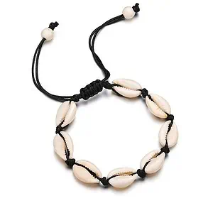 Bracelet Coquillage Cauri Et Cordon Noir