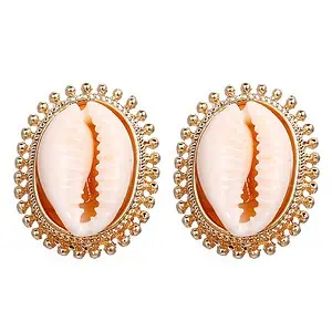 Boucles D'Oreilles Coquillages Cauri Serti (Dorées)