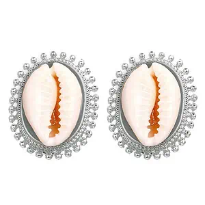 Boucles D'Oreilles Coquillages Cauri Serti (Argentée)
