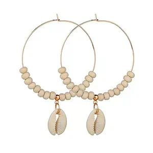 Boucles D'Oreilles Coquillages Créoles Avec Cauri Et Perles