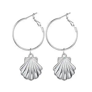Boucles D'Oreilles Coquillages Coquilles Saint-Jacques (Argenté)