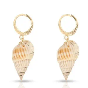Boucles D'Oreilles Coquillages Bulot Blanc