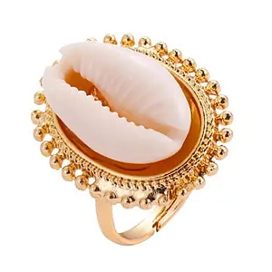 Bague Coquillage Cauri Serti (Dorée)