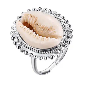 Bague Coquillage Cauri Serti (Argenté)
