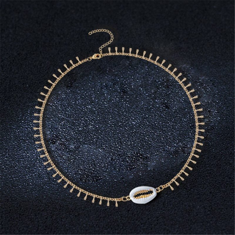 Bracelet Cheville Coquillage Cauri Blanc Et Doré – Image 3