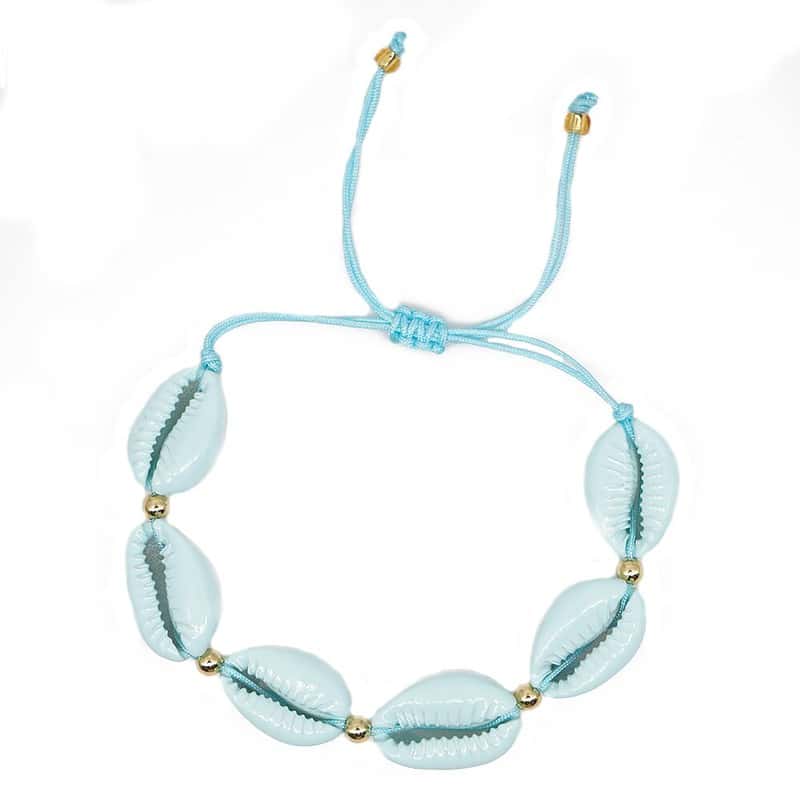 Bracelet Coquillage <br/> Cauri Bleu Pastel