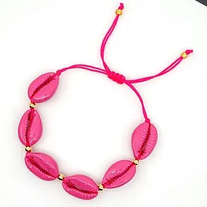 Bracelet Coquillage Cauri Rose