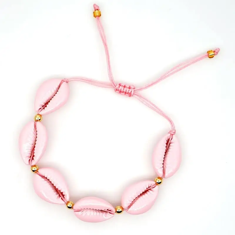 Bracelet Coquillage Cauri Rose Pastel