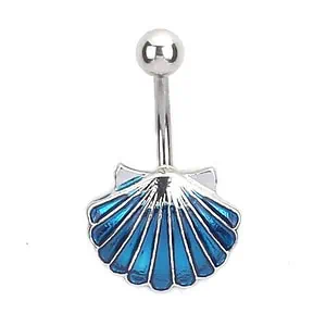 Piercing Nombril Coquillage Coquille St-Jacques (Bleu)