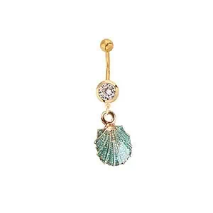 Piercing Nombril Coquillage Coquille Verte Et Dorée