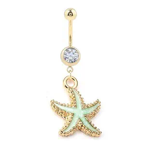 Piercing Nombril Coquillage Etoile De Mer Verte