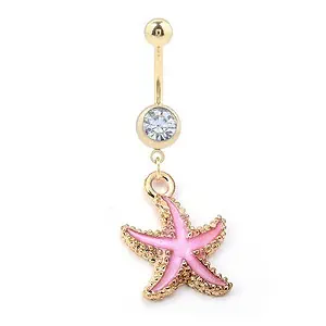 Piercing Nombril Coquillage Etoile De Mer Rose