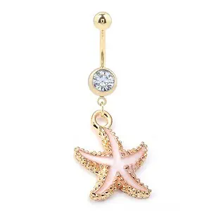 Piercing Nombril Coquillage Etoile De Mer Saumon