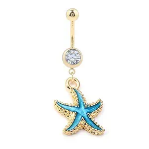 Piercing Nombril Coquillage Etoile De Mer Bleue
