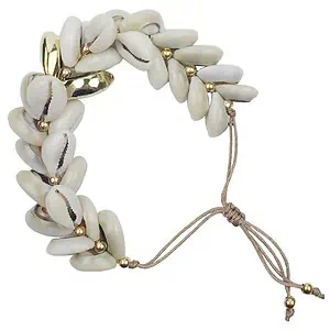 Bracelet Coquillage Cauris Tressés (Doré)
