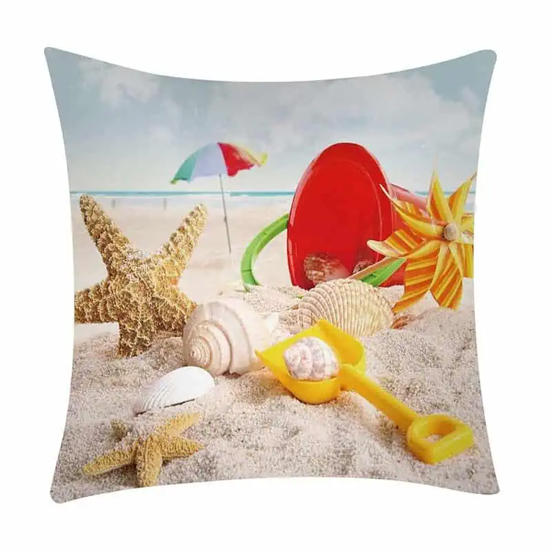 Coussin Coquillage Imprimé Plage Madagascar – Image 2