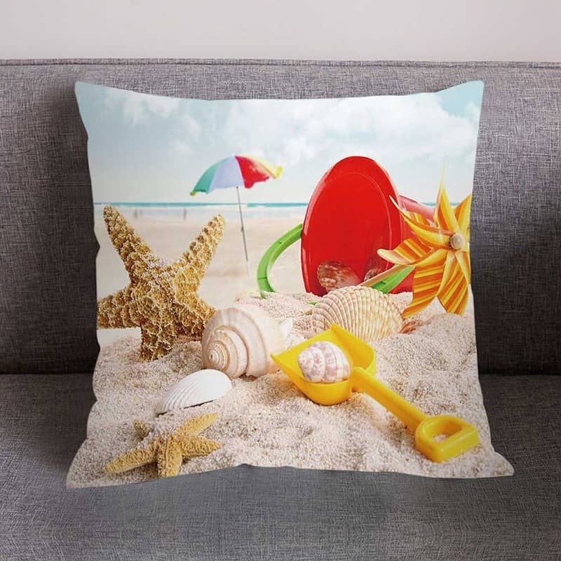 Coussin Coquillage <br/> Imprimé Plage Madagascar