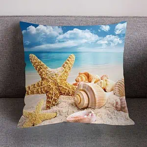 Coussin Coquillage Imprimé Plage Hawaï