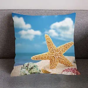 Coussin Coquillage Imprimé Plage Caraïbes