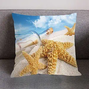 Coussin Coquillage Imprimé Plage Seychelles