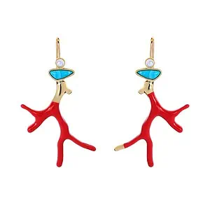 Boucle D Oreille Corail Branche Rouge
