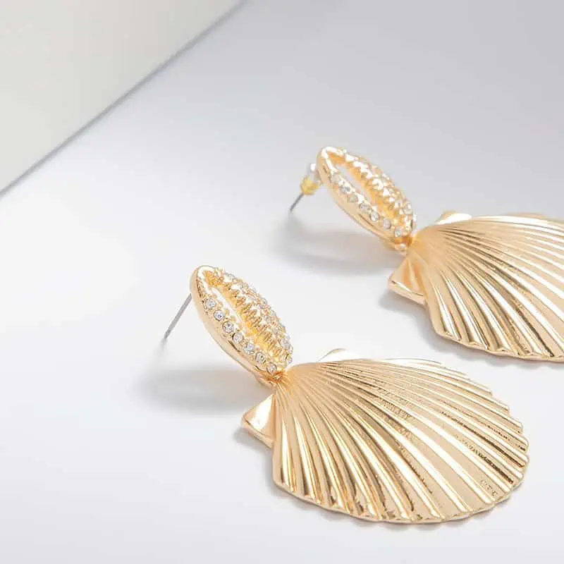 Boucles D'Oreilles Coquillages St-Jaques & Strass – Image 7