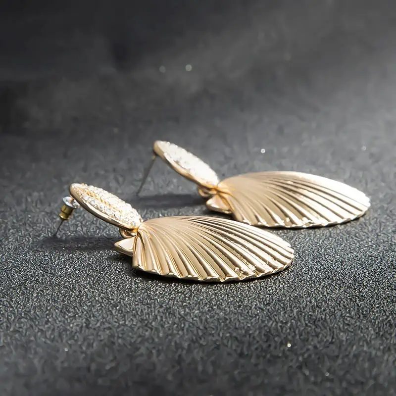 Boucles D'Oreilles Coquillages St-Jaques & Strass – Image 4