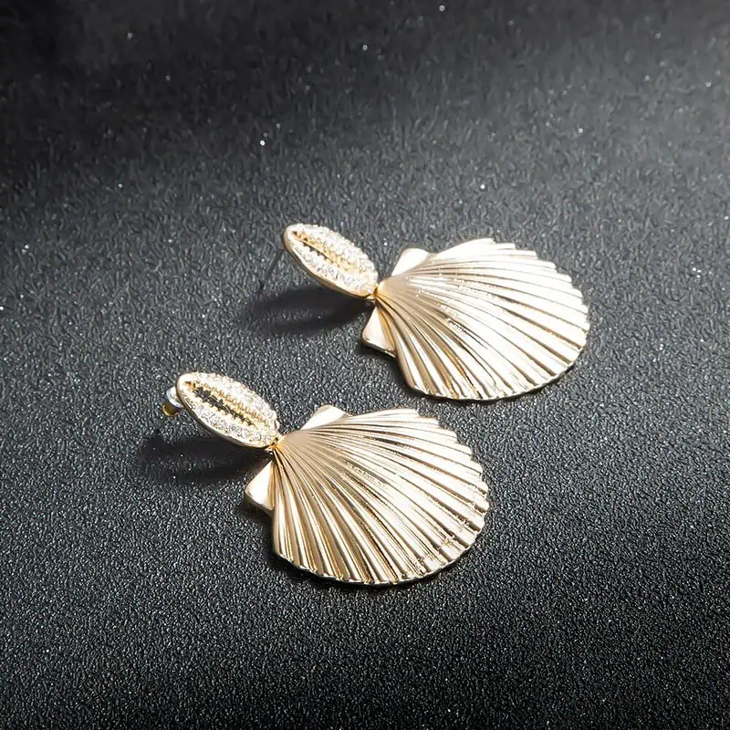 Boucles D'Oreilles Coquillages St-Jaques & Strass – Image 2
