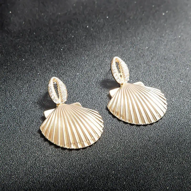 Boucles D'Oreilles Coquillages St-Jaques & Strass – Image 6