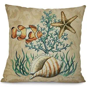 Coussin Coquillage Imprimé Coquille Et Étoile De Mer