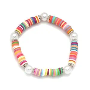 Bracelet Coquillage Perles Plates Multicolor
