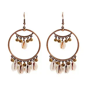 Boucles D'Oreilles Coquillages Cauris Et Perles Dorées