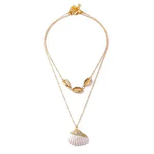 Pendentif Coquillage Coque Dorée Et Cauris