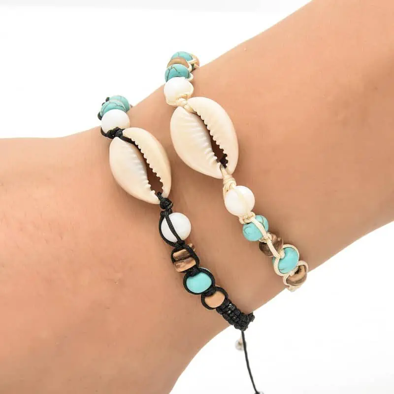 Bracelet Coquillage Double Cauri Et Perles Blanches – Image 3