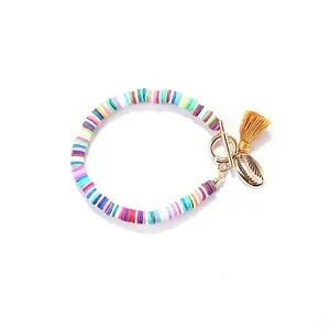 Bracelet Coquillage Perles Plates Terre