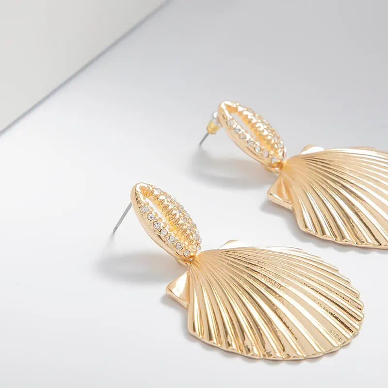 Boucles D'Oreilles Coquillages St-Jaques & Strass – Image 3