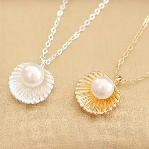 Pendentif Coquillage Perle Doré Et Argenté