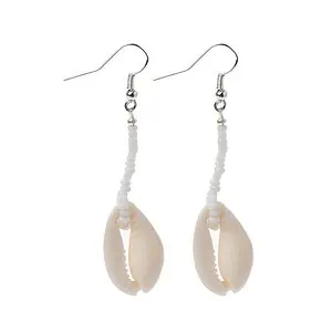Boucles D'Oreilles Coquillages Petit Cauri Blanc